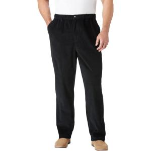 imageKingSize Mens Big ampamp Tall Knockarounds FullElastic Waist PantsBlack Corduroy