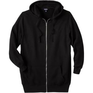 imageKingSize Mens Big ampamp Tall LongerLength Fleece Full Zip HoodieBlack
