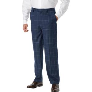 imageKingSize Mens Big ampamp Tall Easy Movement PlainFront Expandable Dress PantsNavy Check