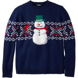 imageKingSize Mens Big ampamp Tall Holiday Crewneck SweaterSnowman Fair Isle