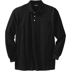 imageKingSize Mens Big ampamp Tall LongSleeve ShrinkLess Cotton Polo ShirtBlack