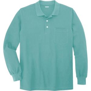 imageKingSize Mens Big ampamp Tall LongSleeve ShrinkLess Cotton Polo ShirtBlue Green