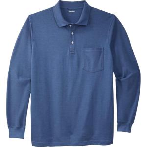 imageKingSize Mens Big ampamp Tall LongSleeve ShrinkLess Cotton Polo ShirtHeather Blue