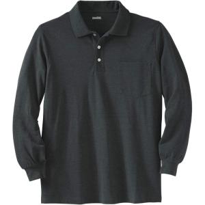 imageKingSize Mens Big ampamp Tall LongSleeve ShrinkLess Cotton Polo ShirtHeather Charcoal