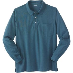 imageKingSize Mens Big ampamp Tall LongSleeve ShrinkLess Cotton Polo ShirtHeather Midnight Teal