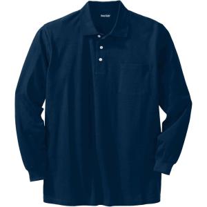 imageKingSize Mens Big ampamp Tall LongSleeve ShrinkLess Cotton Polo ShirtNavy