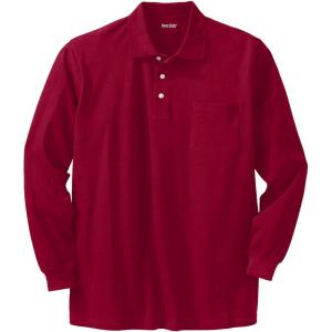 imageKingSize Mens Big ampamp Tall LongSleeve ShrinkLess Cotton Polo ShirtRich Burgundy