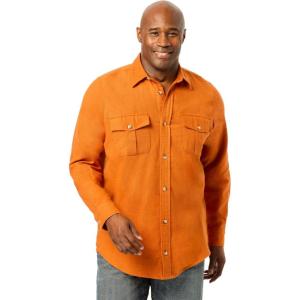 imageKingSize Mens Big ampamp Tall Signature Solid Flannel ShirtBurnt Orange