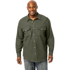 imageKingSize Mens Big ampamp Tall Signature Solid Flannel ShirtOlive