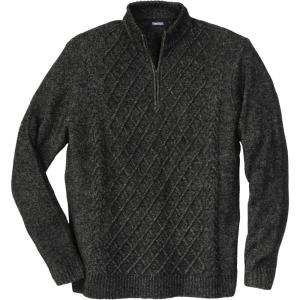 imageKingSize Mens Big ampamp Tall Soft Cable Knit 14 Zip SweaterCharcoal Marl