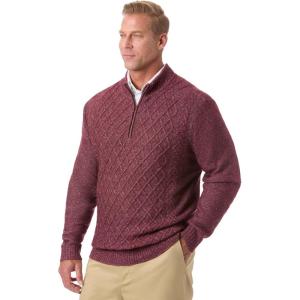 imageKingSize Mens Big ampamp Tall Soft Cable Knit 14 Zip SweaterOxblood Marl