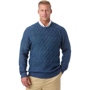 imageKingSize Mens Big ampamp Tall Soft Cable Knit Crewneck SweaterIndigo Marl