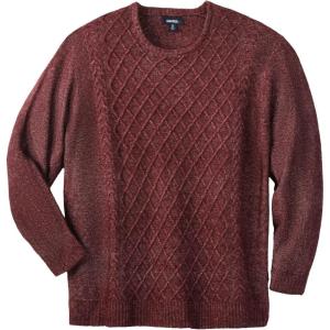 imageKingSize Mens Big ampamp Tall Soft Cable Knit Crewneck SweaterOxblood Marl