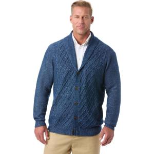 imageKingSize Mens Big ampamp Tall Soft Cable Knit Shawl Collar CardiganIndigo Marl