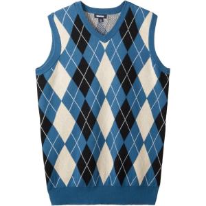 imageKingSize Mens Big ampamp Tall Tall VNeck Argyle Sweater VestBlue Diamond
