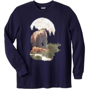 imageKingSize Mens Big ampamp Tall Tall WaffleKnit Thermal Crewneck TeeMidnight Bear