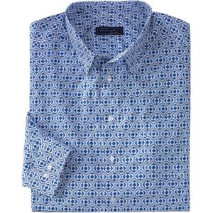 imageKingSize Mens Big ampamp Tall Tall WrinkleFree Dress ShirtNavy Geo