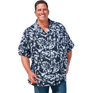 imageKingSize Mens Big ampamp Tall Tropical Rayon ShortSleeve ShirtBlack Marble