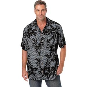 imageKingSize Mens Big ampamp Tall Tropical Rayon ShortSleeve ShirtBlack Stripe Floral