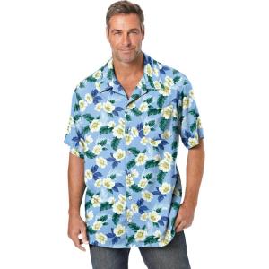 imageKingSize Mens Big ampamp Tall Tropical Rayon ShortSleeve ShirtCornflower Hibiscus