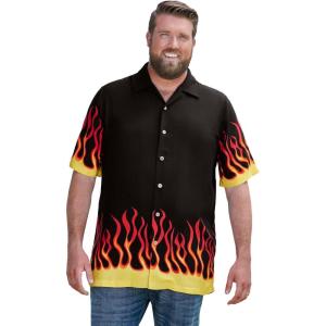 imageKingSize Mens Big ampamp Tall Tropical Rayon ShortSleeve ShirtFlames