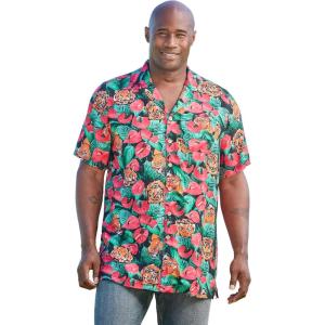 imageKingSize Mens Big ampamp Tall Tropical Rayon ShortSleeve ShirtFloral Tiger