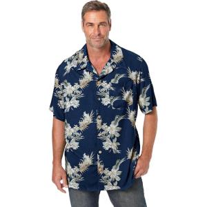 imageKingSize Mens Big ampamp Tall Tropical Rayon ShortSleeve ShirtGulf Blue Floral