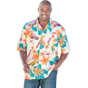 imageKingSize Mens Big ampamp Tall Tropical Rayon ShortSleeve ShirtKhaki Floral