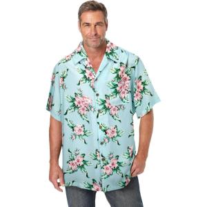 imageKingSize Mens Big ampamp Tall Tropical Rayon ShortSleeve ShirtLight Blue Hibiscus