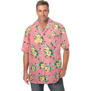 imageKingSize Mens Big ampamp Tall Tropical Rayon ShortSleeve ShirtMelon Hibiscus