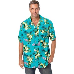 imageKingSize Mens Big ampamp Tall Tropical Rayon ShortSleeve ShirtMint Hibiscus