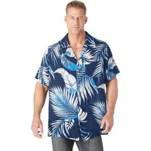imageKingSize Mens Big ampamp Tall Tropical Rayon ShortSleeve ShirtNavy Palm