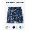 imageKingSize Mens Big ampamp Tall 8quot Printed Cargo Swim TrunksBlue Painterly Leaves