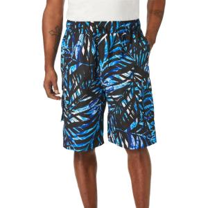 imageKingSize Mens Big ampamp Tall 8quot Printed Cargo Swim TrunksBlue Painterly Leaves