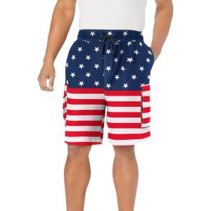 imageKingSize Mens Big ampamp Tall 8quot Printed Cargo Swim TrunksStars and Stripes