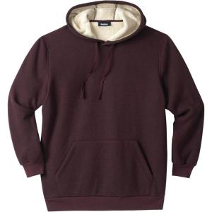 imageKingSize Mens Big ampamp Tall SherpaLined Thermal Waffle Pullover HoodieHeather Bordeaux