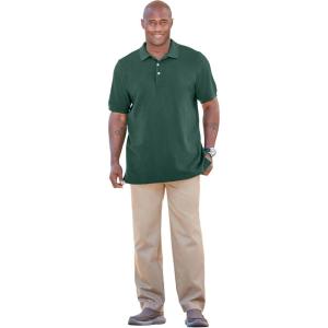 imageKingSize Mens Big ampamp Tall ShrinkLess Classic Cotton Polo ShirtHunter