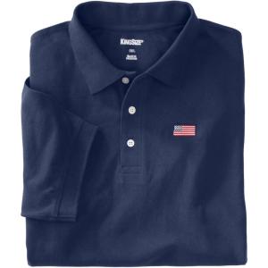 imageKingSize Mens Big ampamp Tall ShrinkLess Classic Cotton Polo ShirtNavy Flag Embroidery