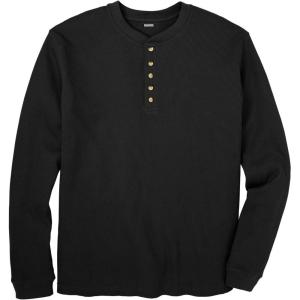 imageKingSize Mens Big ampamp Tall Tall WaffleKnit Thermal Henley TeeBlack