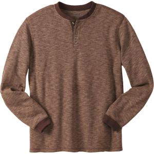 imageKingSize Mens Big ampamp Tall Tall WaffleKnit Thermal Henley TeeHeather Brown