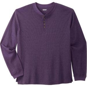 imageKingSize Mens Big ampamp Tall Tall WaffleKnit Thermal Henley TeeHeather Dark Purple