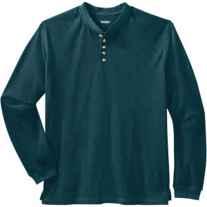 imageKingSize Mens Big ampamp Tall Tall WaffleKnit Thermal Henley TeeHeather Midnight Teal