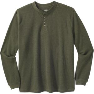 imageKingSize Mens Big ampamp Tall Tall WaffleKnit Thermal Henley TeeHeather Olive
