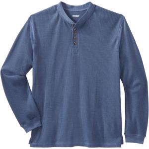 imageKingSize Mens Big ampamp Tall Tall WaffleKnit Thermal Henley TeeHeather Slate Blue