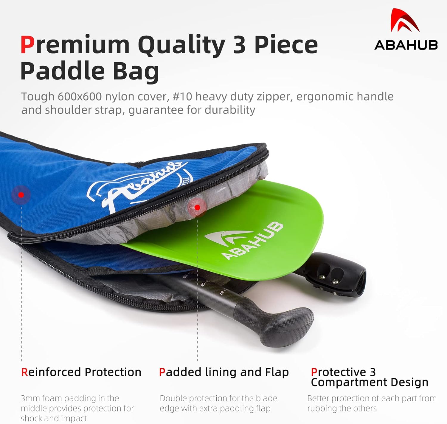 Abahub 1 x 3 Section Carbon Fiber SUP Paddle Adjustable 6786 Stand Up Paddle Lightweight Carbon Shaft BlackBlueYellowGreenOrangeRed Plastic Blade  Paddle BagGreenSUP Paddle