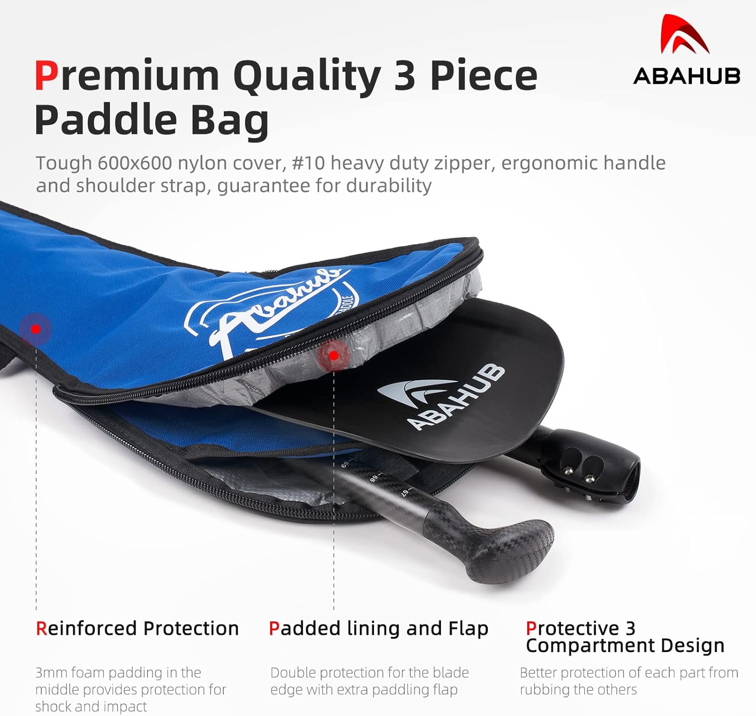 Abahub 1 x 3 Section Carbon Fiber SUP Paddle Adjustable 6786 Stand Up Paddle Lightweight Carbon Shaft BlackBlueYellowGreenOrangeRed Plastic Blade  Paddle BagBlackSUP Paddle