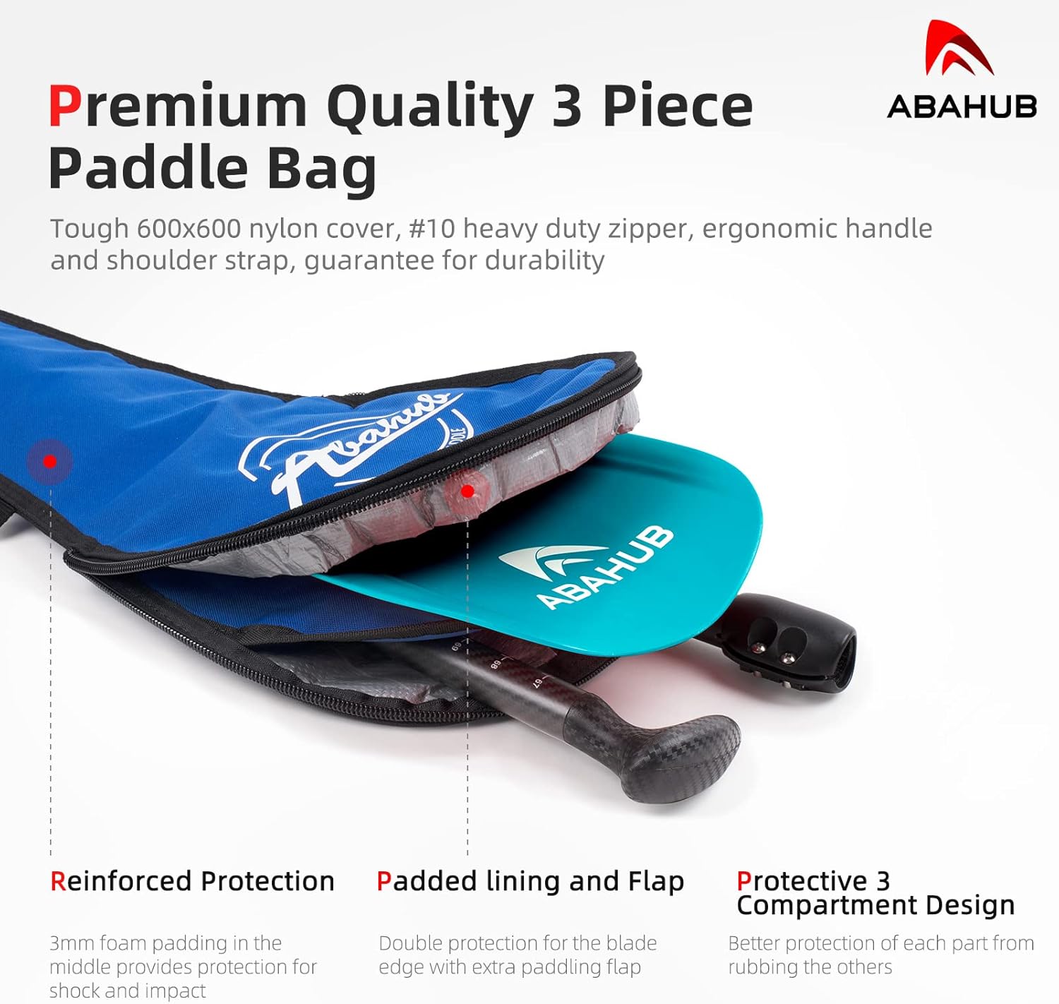 Abahub 1 x 3 Section Carbon Fiber SUP Paddle Adjustable 6786 Stand Up Paddle Lightweight Carbon Shaft BlackBlueYellowGreenOrangeRed Plastic Blade  Paddle BagTealSUP Paddle