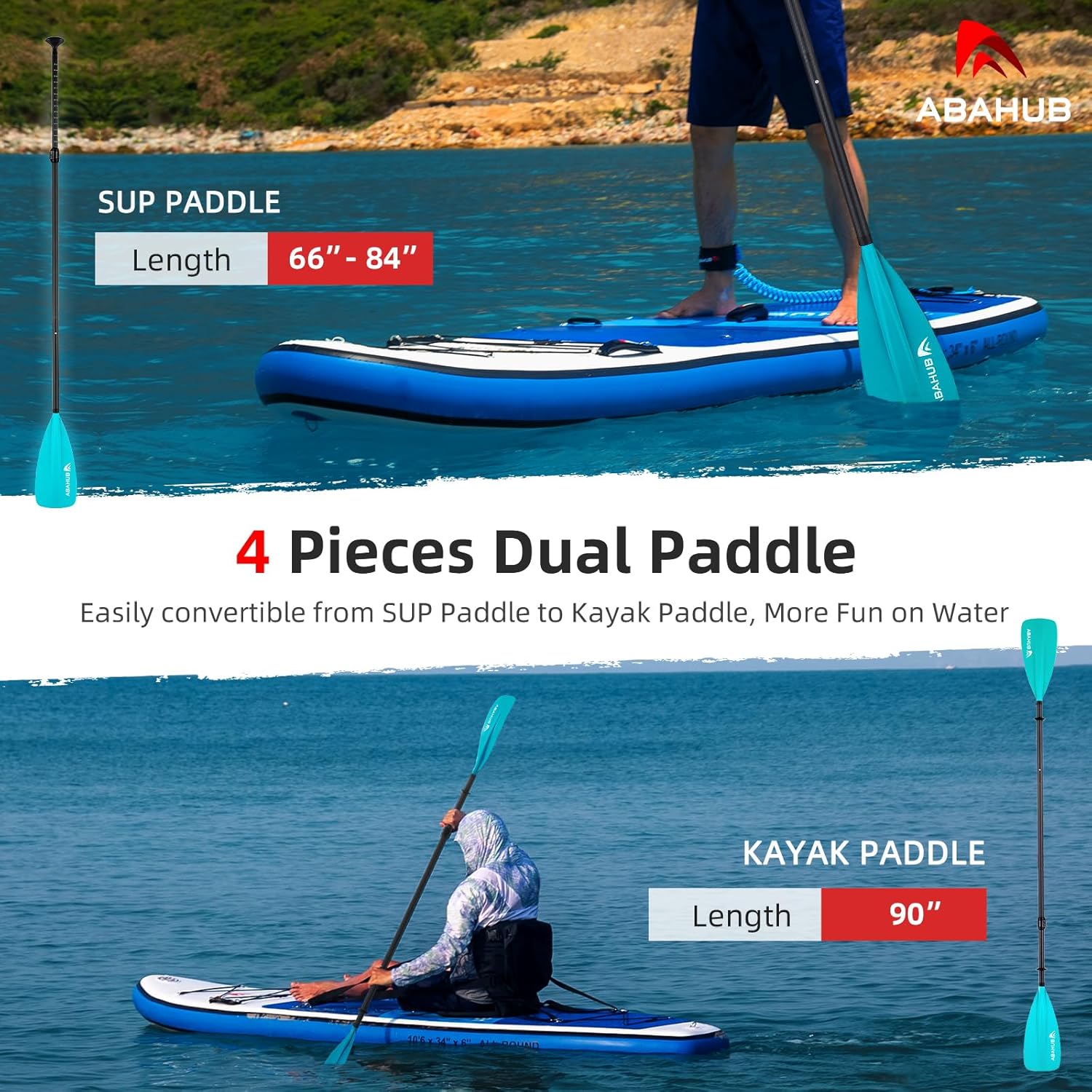 Abahub 1 x 4 Section Carbon SUP PaddleKayak Oar Adjustable Stand up Paddleboard Paddles Lightweight Carbon Shaft BlackBlueGreenGrayOrangeRed Plastic Bladeblue4 piece sup paddle