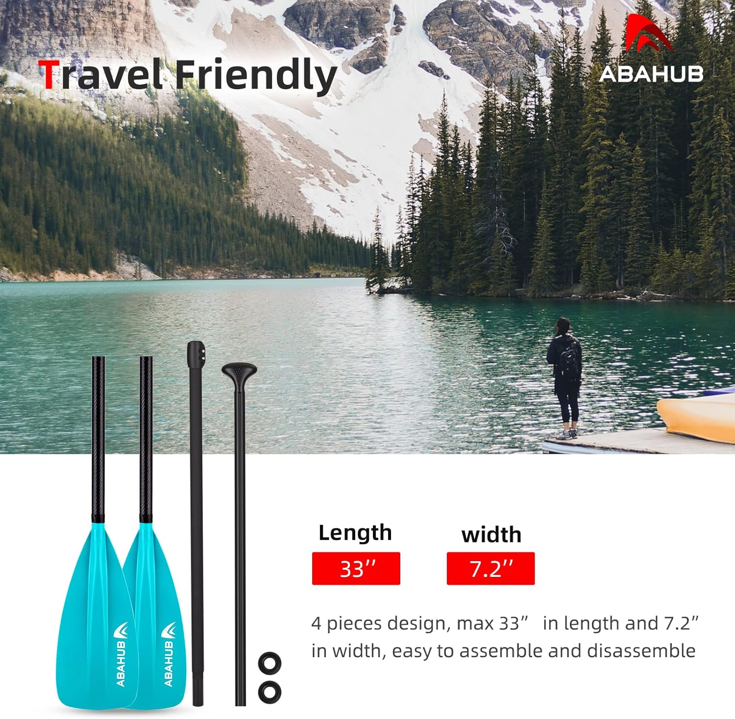 Abahub 1 x 4 Section Carbon SUP PaddleKayak Oar Adjustable Stand up Paddleboard Paddles Lightweight Carbon Shaft BlackBlueGreenGrayOrangeRed Plastic Bladeblue4 piece sup paddle