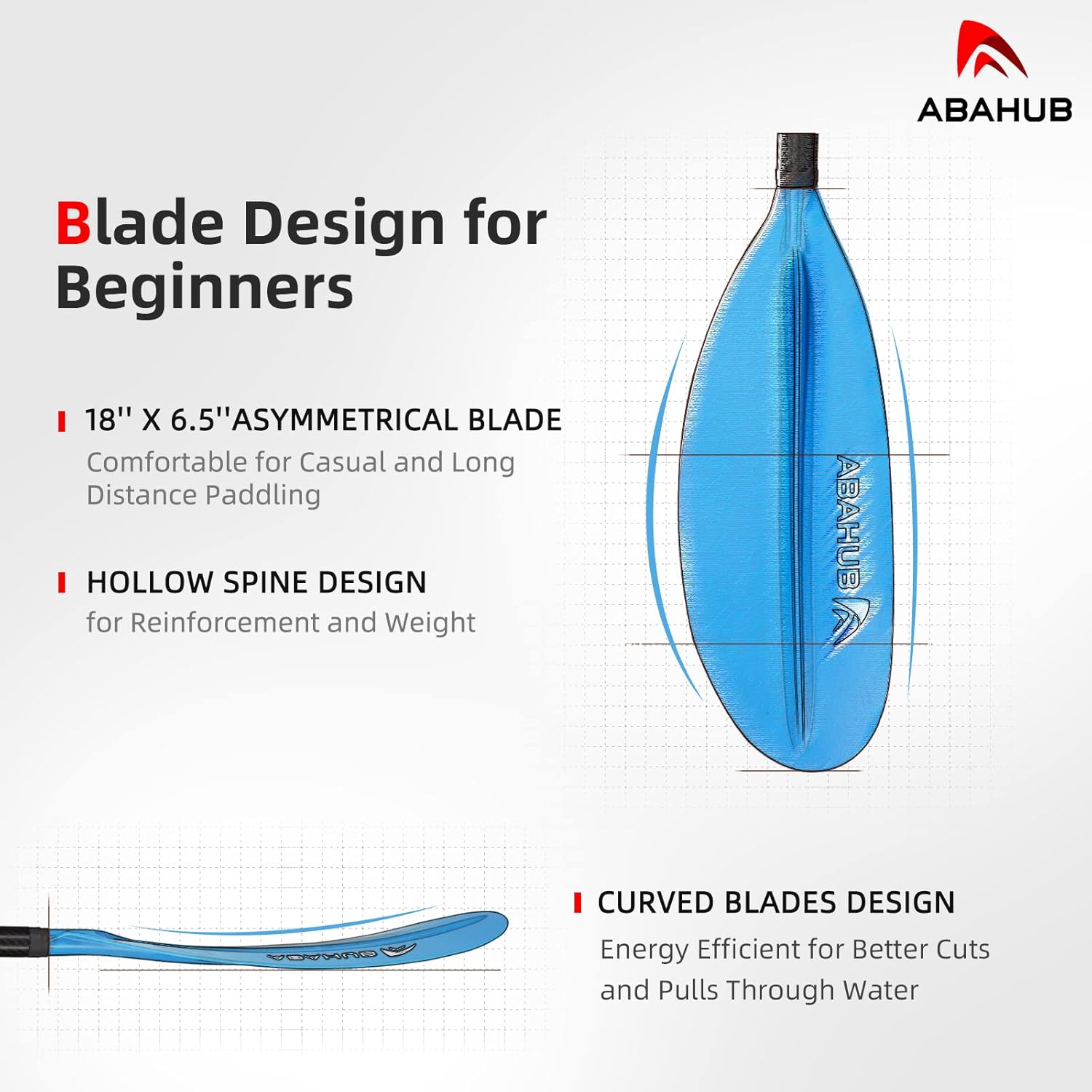 Abahub 1 x Carbon Kayak Paddles 905 Inches Kayaking Oars for Boating Canoeing with Free Paddle Leash Carbon Fiber Shaft BlackBlueGreenOrangeYellowWhiteRed Plastic Bladesblue
